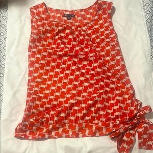 GAP Orange and White Tie Front Blouse